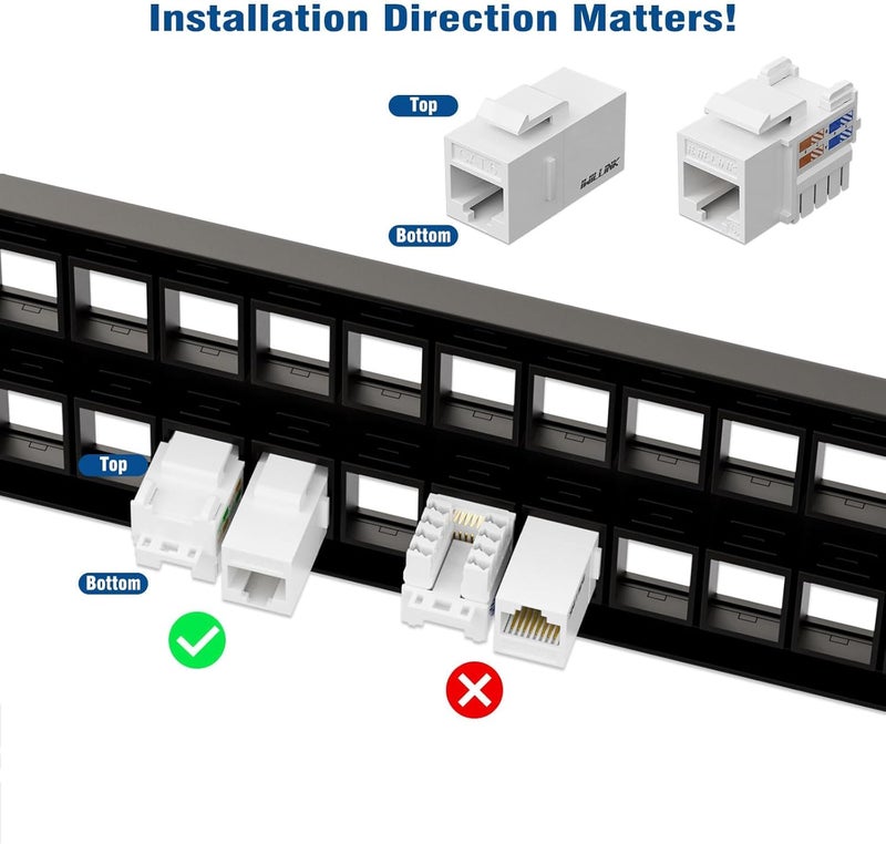iwillink Blank Keystone Patch Panel 48 Port, 2U 19" Network Patch Panel for Keystone Jacks, Dust-Proof Design, 2-Pack - Image 5